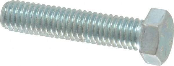 Made in USA - 3/8-16 UNC, 1-3/4" Length Under Head Hex Head Cap Screw - Fully Threaded, Grade 5 Steel, Zinc-Plated Finish, 9/16" Hex - USA Tool & Supply