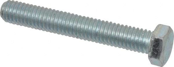 Made in USA - 3/8-16 UNC, 2-1/2" Length Under Head Hex Head Cap Screw - Fully Threaded, Grade 5 Steel, Zinc-Plated Finish, 9/16" Hex - USA Tool & Supply