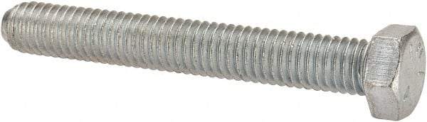 Made in USA - 3/8-16 UNC, 2-3/4" Length Under Head Hex Head Cap Screw - Fully Threaded, Grade 5 Steel, Zinc-Plated Finish, 9/16" Hex - USA Tool & Supply