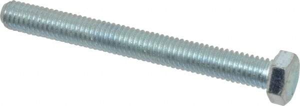 Made in USA - 3/8-16 UNC, 3-1/2" Length Under Head Hex Head Cap Screw - Fully Threaded, Grade 5 Steel, Zinc-Plated Finish, 9/16" Hex - USA Tool & Supply