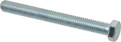 Made in USA - 3/8-16 UNC, 3-1/2" Length Under Head Hex Head Cap Screw - Fully Threaded, Grade 5 Steel, Zinc-Plated Finish, 9/16" Hex - USA Tool & Supply