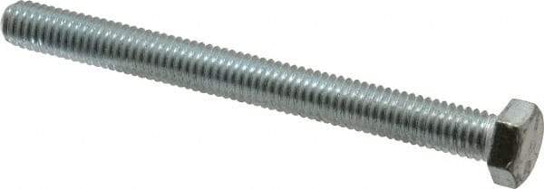 Made in USA - 3/8-16 UNC, 4" Length Under Head Hex Head Cap Screw - Fully Threaded, Grade 5 Steel, Zinc-Plated Finish, 9/16" Hex - USA Tool & Supply