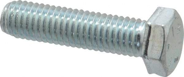 Made in USA - 1/2-13 UNC, 2" Length Under Head Hex Head Cap Screw - Fully Threaded, Grade 5 Steel, Zinc-Plated Finish, 3/4" Hex - USA Tool & Supply