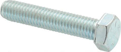 Made in USA - 1/2-13 UNC, 2-1/2" Length Under Head Hex Head Cap Screw - Fully Threaded, Grade 5 Steel, Zinc-Plated Finish, 3/4" Hex - USA Tool & Supply