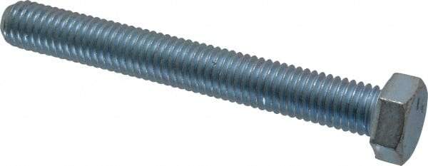 Made in USA - 1/2-13 UNC, 4" Length Under Head Hex Head Cap Screw - Fully Threaded, Grade 5 Steel, Zinc-Plated Finish, 3/4" Hex - USA Tool & Supply