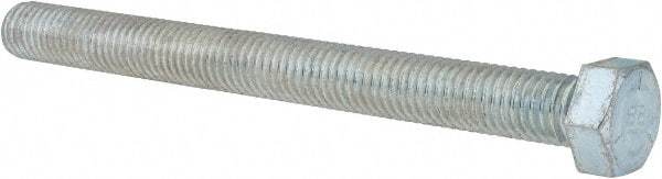 Made in USA - 1/2-13 UNC, 5-1/2" Length Under Head Hex Head Cap Screw - Fully Threaded, Grade 5 Steel, Zinc-Plated Finish, 3/4" Hex - USA Tool & Supply