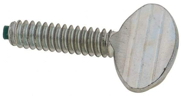 Made in USA - #6-32 Oval Dog Point Tip Grade 2 Steel Thumb Screw - 0.29" Head Height, Zinc-Plated Finish - USA Tool & Supply