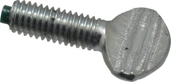 Made in USA - #10-32 Oval Dog Point Tip Grade 2 Steel Thumb Screw - 0.43" Head Height, Zinc-Plated Finish - USA Tool & Supply