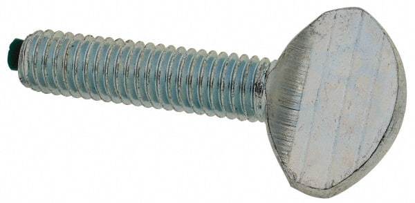 Made in USA - #10-32 Oval Dog Point Tip Grade 2 Steel Thumb Screw - 0.43" Head Height, Zinc-Plated Finish - USA Tool & Supply