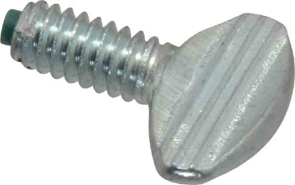 Made in USA - 1/4-20 Oval Dog Point Tip Grade 2 Steel Thumb Screw - 0.55" Head Height, Zinc-Plated Finish - USA Tool & Supply