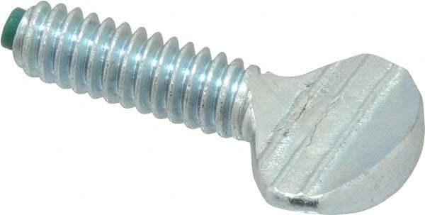Made in USA - 1/4-20 Oval Dog Point Tip Grade 2 Steel Thumb Screw - 0.55" Head Height, Zinc-Plated Finish - USA Tool & Supply