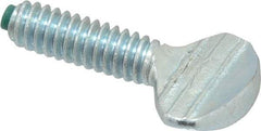 Made in USA - 1/4-20 Oval Dog Point Tip Grade 2 Steel Thumb Screw - 0.55" Head Height, Zinc-Plated Finish - USA Tool & Supply