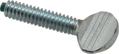Made in USA - 1/4-20 Oval Dog Point Tip Grade 2 Steel Thumb Screw - 0.55" Head Height, Zinc-Plated Finish - USA Tool & Supply