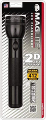 Mag-Lite - White LED Bulb, 168 Lumens, Industrial/Tactical Flashlight - Black Aluminum Body, 2 D Batteries Not Included - USA Tool & Supply