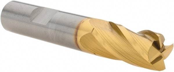 SGS - 1/2", 4 Flute, Single End, Solid Carbide, 0.015" Corner Radius End Mill - 3" OAL, 30° Helix, Right Hand Flute, 1" LOC, Right Hand Cut - USA Tool & Supply