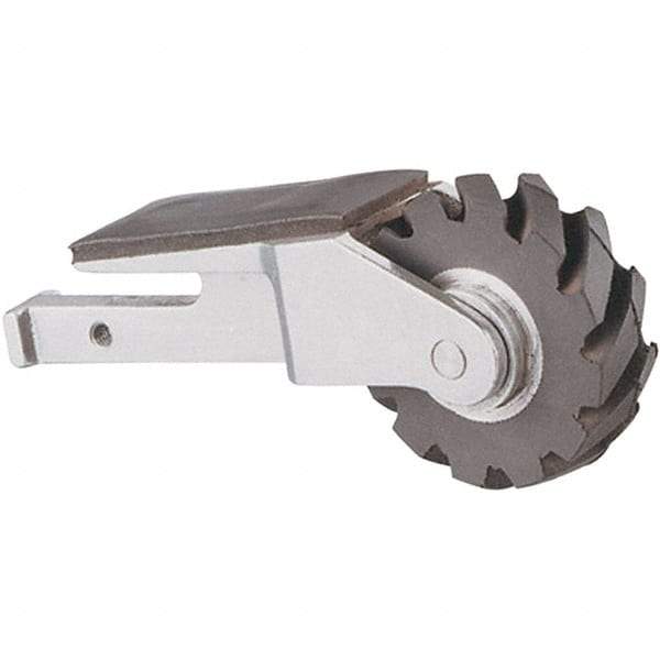 Dynabrade - 5/8" Wide Contact Arm - 18" Belt Length x 1" Belt Width, Serrated, Rubber, 40" Contact Wheel Diam - USA Tool & Supply