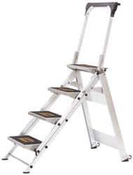 Little Giant Ladder - 4 Steps, 3' High, Type IA Rating, Aluminum Step Ladder - 300 Lb Capacity, 22-1/2" Base Width - USA Tool & Supply
