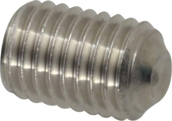 Value Collection - 1/4-28 UNF, 3/8" OAL, Cup Point Set Screw - Grade 18-8 Stainless Steel, 1/8" Key - USA Tool & Supply