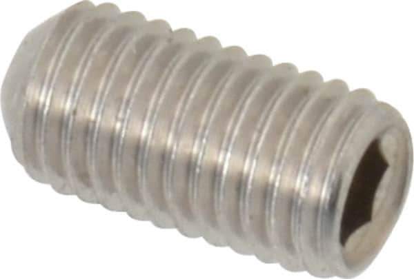 Value Collection - 1/4-28 UNF, 1/2" OAL, Cup Point Set Screw - Grade 18-8 Stainless Steel, 1/8" Key - USA Tool & Supply