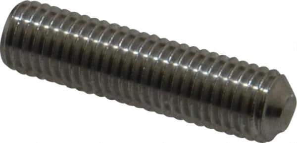 Value Collection - 1/4-28 UNF, 1" OAL, Cup Point Set Screw - Grade 18-8 Stainless Steel, 1/8" Key - USA Tool & Supply