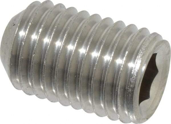 Value Collection - 5/16-24 UNF, 1/2" OAL, Cup Point Set Screw - Grade 18-8 Stainless Steel, 5/32" Key - USA Tool & Supply
