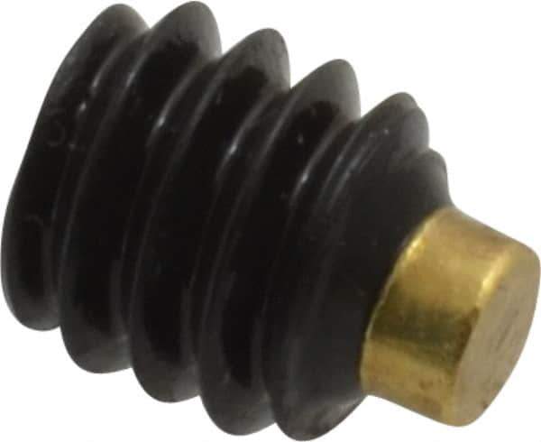 Made in USA - 1/4-20 UNC, 1/4" Length of Thread, Soft Tip Point Set Screw - Grade 8 Alloy Steel - USA Tool & Supply