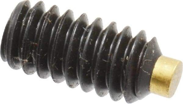 Made in USA - 1/4-20 UNC, 1/2" Length of Thread, Soft Tip Point Set Screw - Grade 8 Alloy Steel - USA Tool & Supply
