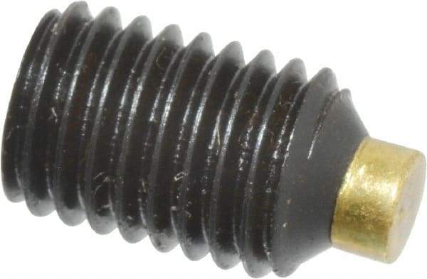 Made in USA - 1/4-28 UNF, 3/8" Length of Thread, Soft Tip Point Set Screw - Grade 8 Alloy Steel - USA Tool & Supply