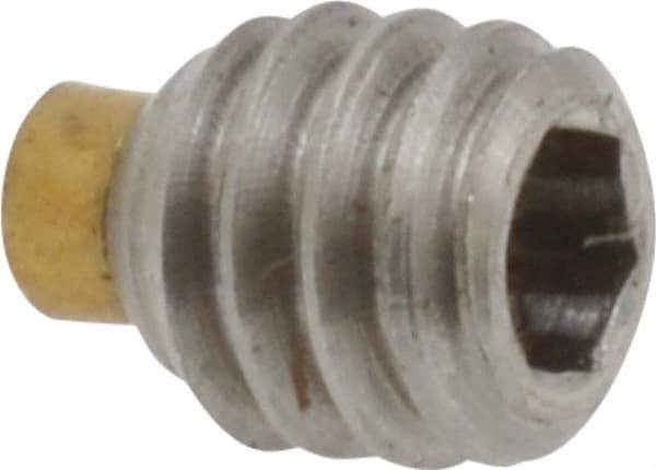 Made in USA - 1/4-20 UNC, 1/4" Length of Thread, Soft Tip Point Set Screw - Grade 18-8 Stainless Steel - USA Tool & Supply