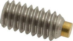 Made in USA - 1/4-20 UNC, 1/2" Length of Thread, Soft Tip Point Set Screw - Grade 18-8 Stainless Steel - USA Tool & Supply