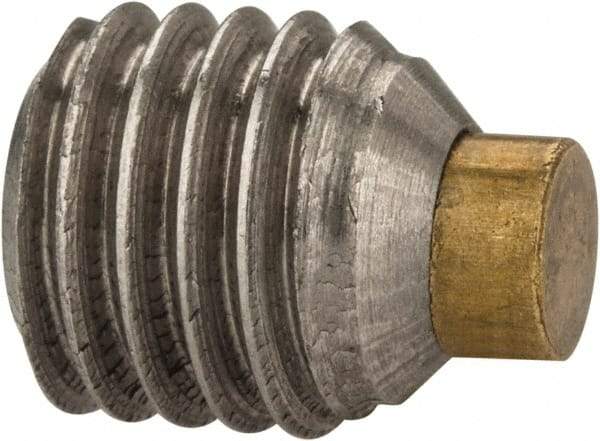 Made in USA - 1/4-28 UNF, 1/4" Length of Thread, Soft Tip Point Set Screw - Grade 18-8 Stainless Steel - USA Tool & Supply