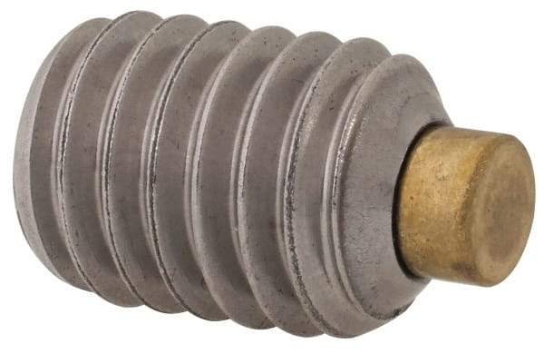 Made in USA - 3/8-16 UNC, 1/2" Length of Thread, Soft Tip Point Set Screw - Grade 18-8 Stainless Steel - USA Tool & Supply