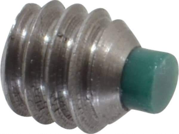 Made in USA - 1/4-20 UNC, 1/4" Length of Thread, Soft Tip Point Set Screw - Grade 18-8 Stainless Steel - USA Tool & Supply