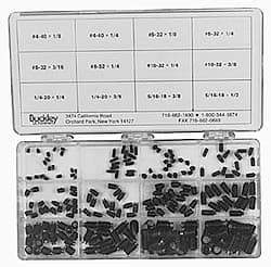 Made in USA - 144 Piece, M4x0.70 to M10x1.50, Alloy Steel Set Screw Assortment - Hex Head, Hex Socket Drive, 4 to 16mm Long - USA Tool & Supply