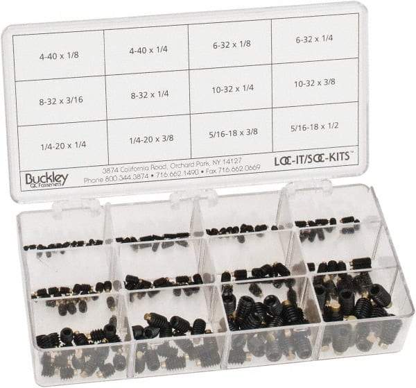 Made in USA - 210 Piece, #4-40 to 5/16-18, Alloy Steel Set Screw Assortment - Hex Head, Hex Socket Drive, 1/8 to 1/2" Long, Grade 303 - USA Tool & Supply