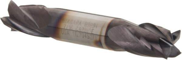 Niagara Cutter - 7/16", 9/16" LOC, 7/16" Shank Diam, 2-3/4" OAL, 4 Flute, Solid Carbide Square End Mill - Double End, TiAlN Finish, Spiral Flute, 30° Helix, Centercutting, Right Hand Cut, Right Hand Flute, Series CSD430 - USA Tool & Supply