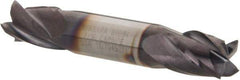 Niagara Cutter - 7/16", 9/16" LOC, 7/16" Shank Diam, 2-3/4" OAL, 4 Flute, Solid Carbide Square End Mill - Double End, TiAlN Finish, Spiral Flute, 30° Helix, Centercutting, Right Hand Cut, Right Hand Flute, Series CSD430 - USA Tool & Supply