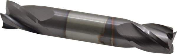 Niagara Cutter - 1/2", 5/8" LOC, 1/2" Shank Diam, 3" OAL, 4 Flute, Solid Carbide Square End Mill - Double End, TiAlN Finish, Spiral Flute, 30° Helix, Centercutting, Right Hand Cut, Right Hand Flute, Series CSD430 - USA Tool & Supply