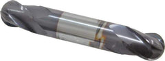 Niagara Cutter - 1/2" Diam, 5/8" LOC, 4 Flute Solid Carbide Ball End Mill - TiAlN Finish, Double End, 3" OAL, 1/2" Shank Diam, Spiral Flute - USA Tool & Supply