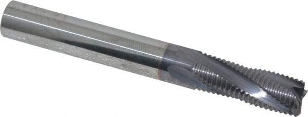 Niagara Cutter - 5/16" Diam, Fine Pitch, 13/16" LOC, 4 Flute Solid Carbide Corner Chamfer Roughing End Mill - AlTiN Finish, 2-1/2" OAL, 5/16" Shank Diam, Single End, Centercutting, 20° Helix - USA Tool & Supply