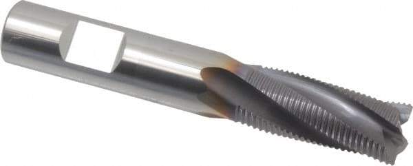Niagara Cutter - 7/16" Diam, Fine Pitch, 1" LOC, 4 Flute Solid Carbide Corner Chamfer Roughing End Mill - AlTiN Finish, 2-3/4" OAL, 7/16" Shank Diam, Single End, Centercutting, 20° Helix - USA Tool & Supply