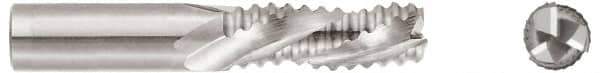 Niagara Cutter - 1" Diam, Coarse Pitch, 2" LOC, 3 Flute Solid Carbide Corner Chamfer Roughing End Mill - TiCN Finish, 4" OAL, 1" Shank Diam, Single End, Centercutting, 30° Helix - USA Tool & Supply