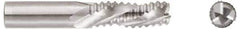 Niagara Cutter - 1" Diam, Coarse Pitch, 2" LOC, 3 Flute Solid Carbide Corner Chamfer Roughing End Mill - TiCN Finish, 4" OAL, 1" Shank Diam, Single End, Centercutting, 30° Helix - USA Tool & Supply