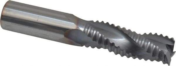 Niagara Cutter - 5/8" Diam, Coarse Pitch, 1-5/8" LOC, 3 Flute Solid Carbide Corner Chamfer Roughing End Mill - TiCN Finish, 3-1/2" OAL, 5/8" Shank Diam, Single End, Centercutting, 30° Helix - USA Tool & Supply