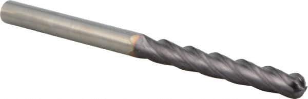 Niagara Cutter - 3/8" Diam, 3" LOC, 4 Flute Solid Carbide Ball End Mill - TiAlN Finish, Single End, 6" OAL, 3/8" Shank Diam, Spiral Flute - USA Tool & Supply