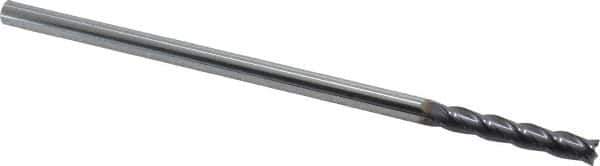 Niagara Cutter - 1/4", 1-1/2" LOC, 1/4" Shank Diam, 6" OAL, 4 Flute, Solid Carbide Square End Mill - Single End, TiAlN Finish, Spiral Flute, 30° Helix, Centercutting, Right Hand Cut, Right Hand Flute, Series C430 - USA Tool & Supply
