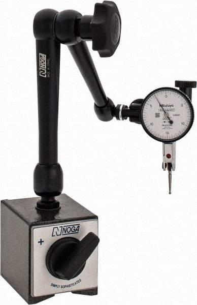 Mitutoyo - 0.0005" Graduation, 0-15-0 Dial Reading, Indicator & Base Kit - 0.0005 Inch Graduation, Includes Standard Magnetic Base, Test Indicator - USA Tool & Supply