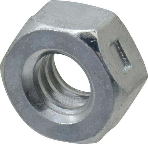 Value Collection - 1/4-20 UNC Grade 2 Two Way Lock Nut with Distorted Thread - 7/16" Width Across Flats, 7/32" High, Zinc-Plated Finish - USA Tool & Supply