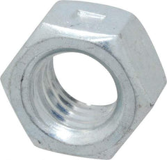 Value Collection - 3/8-16 UNC Grade 2 Two Way Lock Nut with Distorted Thread - 9/16" Width Across Flats, 21/64" High, Zinc-Plated Finish - USA Tool & Supply