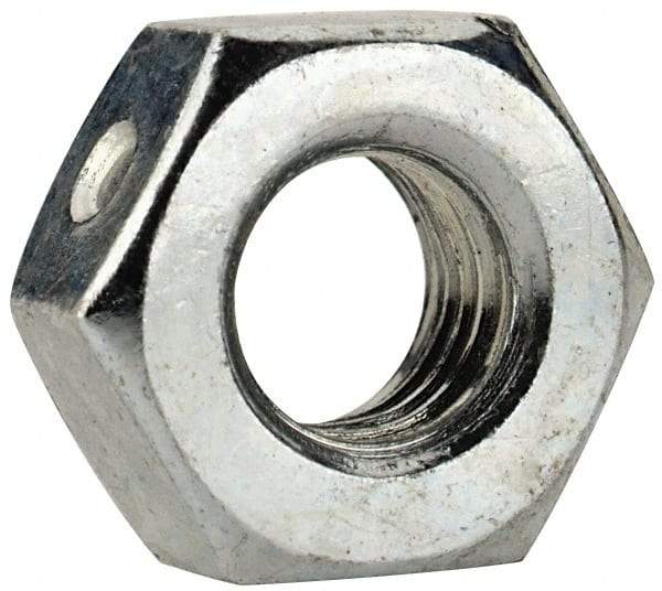 Value Collection - 1/4-28 UNF Grade 2 Two Way Lock Nut with Distorted Thread - 7/16" Width Across Flats, 7/32" High, Zinc-Plated Finish - USA Tool & Supply